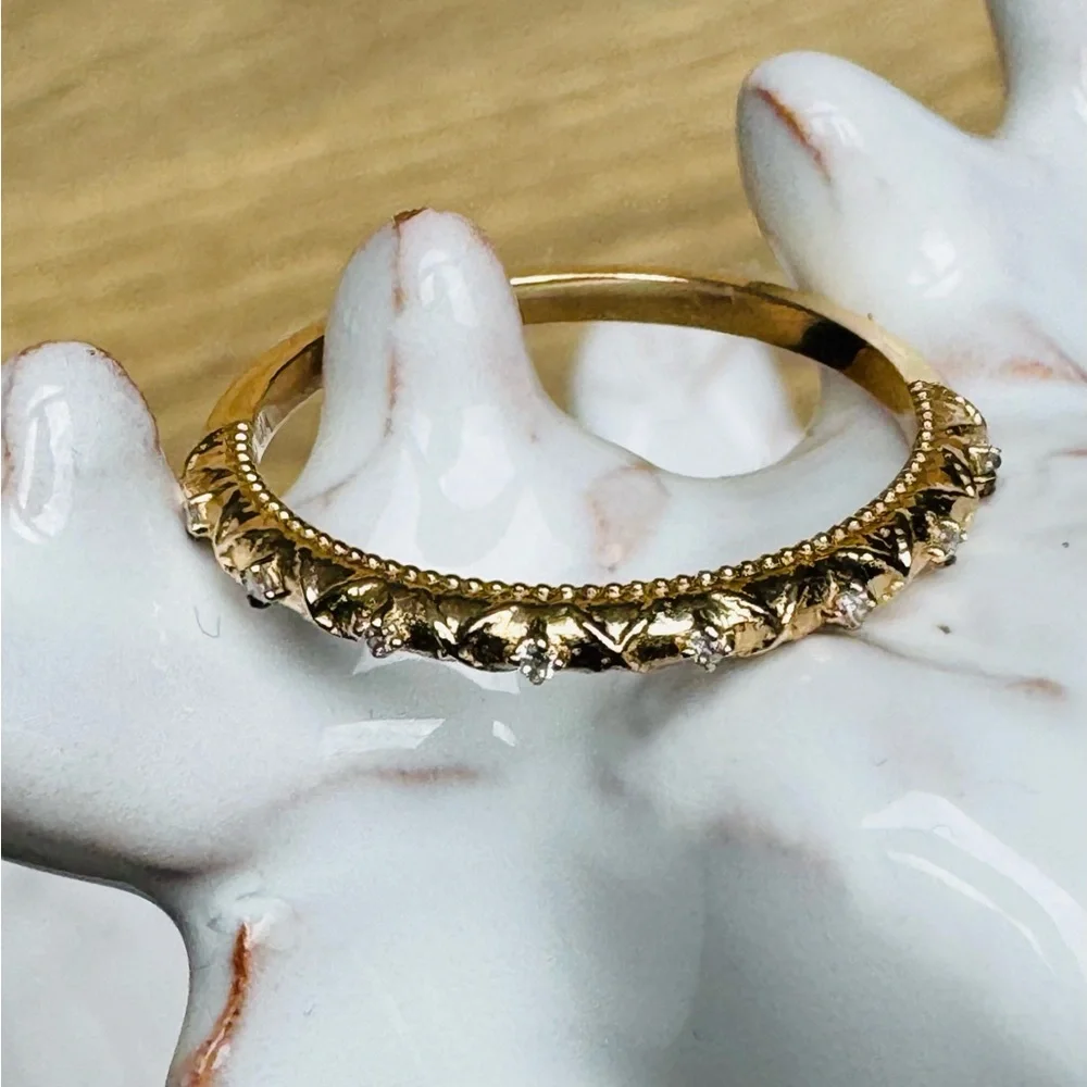 14KYG Moissanite Vintage Art Deco Half Eternity Ring Band